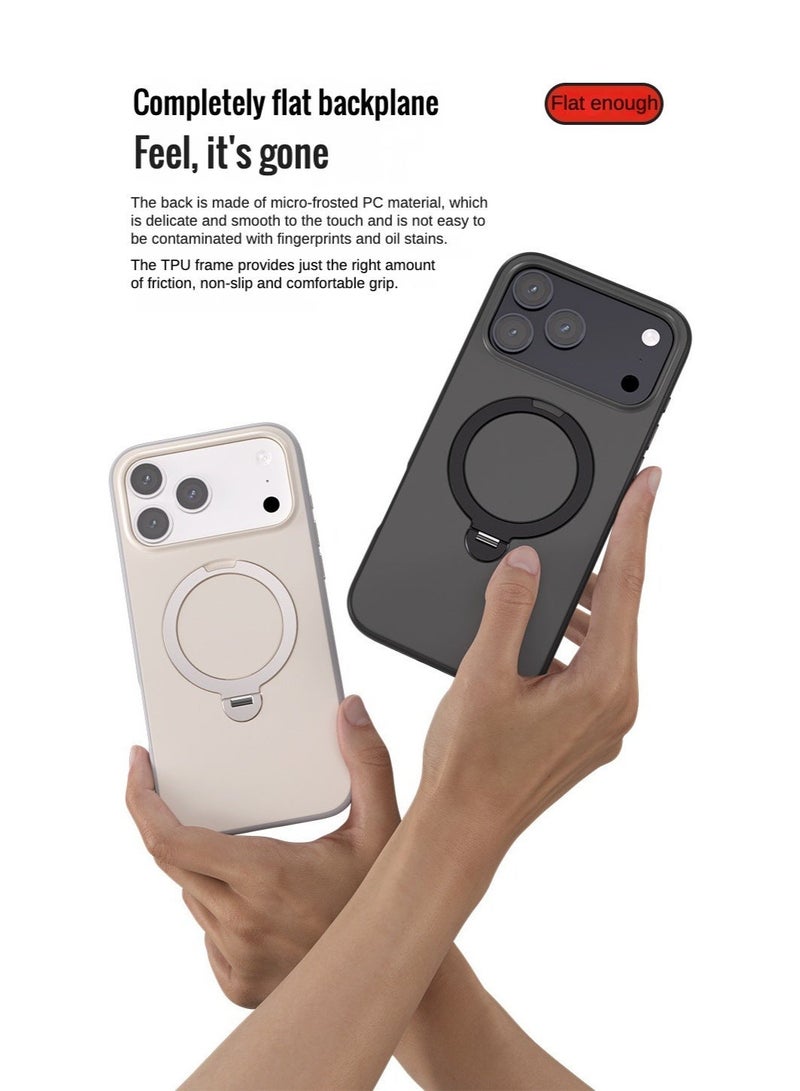 غطاء O3 Mag-Stand المصمم لهاتف iPhone 17 Pro بحامل دوّار 360°، [متوافق مع MagSafe] [ملمس فائق النعومة] غطاء هاتف مغناطيسي رقيق شبه شفاف بملمس مات مقاس 6.3 بوصة، أسود مات، بأقوى قبضة مغناطيسية، حامل ماج سيف قابل للتعديل 360° متوافق مع iPhone، مقاوم للصدمات وفق معايير عسكرية ومقاوم للخدش للاستخدام اليدوي الحر في السيارة والمكتب والمنزل. - Image 5